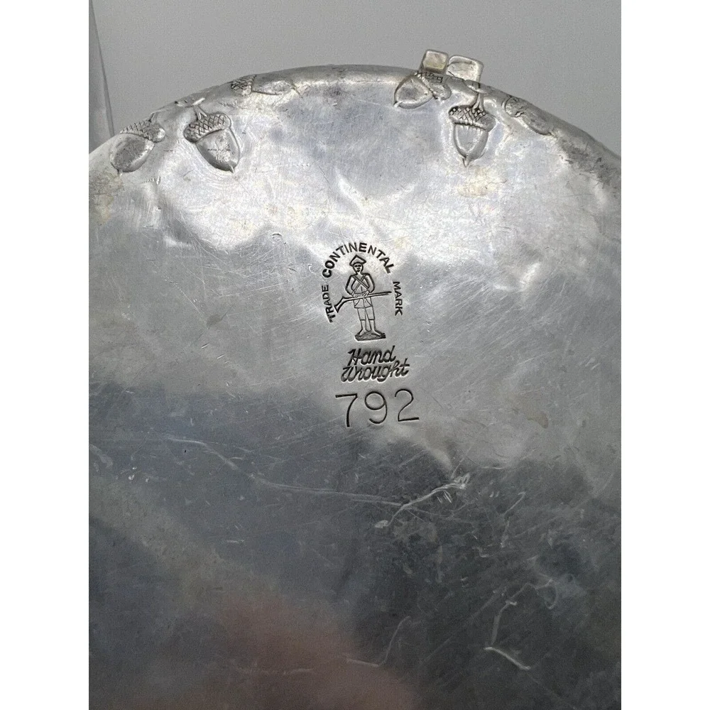 Vintage Trade Continental Hand Wrought Silver Sawtooth Edge Twin Handled‎ Bowl